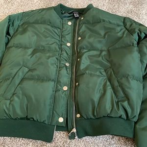 Green puffed coat from forever 21
